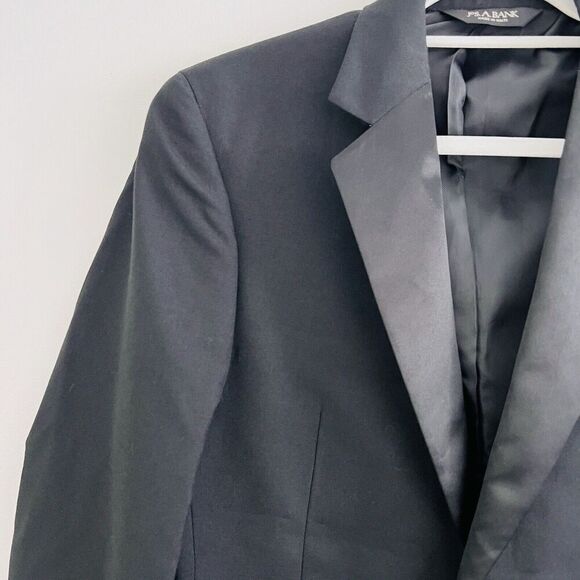 NWT Jos A Bank Black 100% Wool & Satin Trim Tuxedo Jacket Retail $475 ~ Mens 35R - Picture 2 of 10